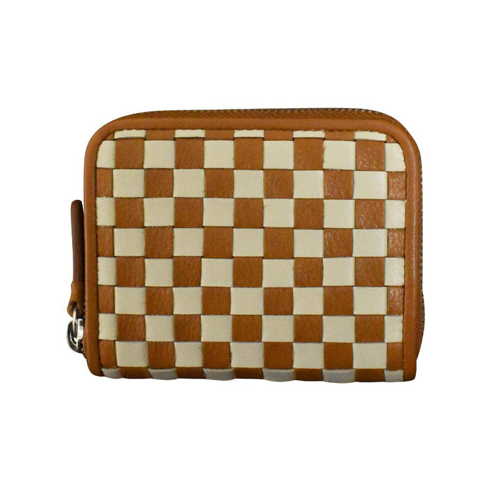 Checkerboard Zip Around Wallet - Antique Saddle/Stone