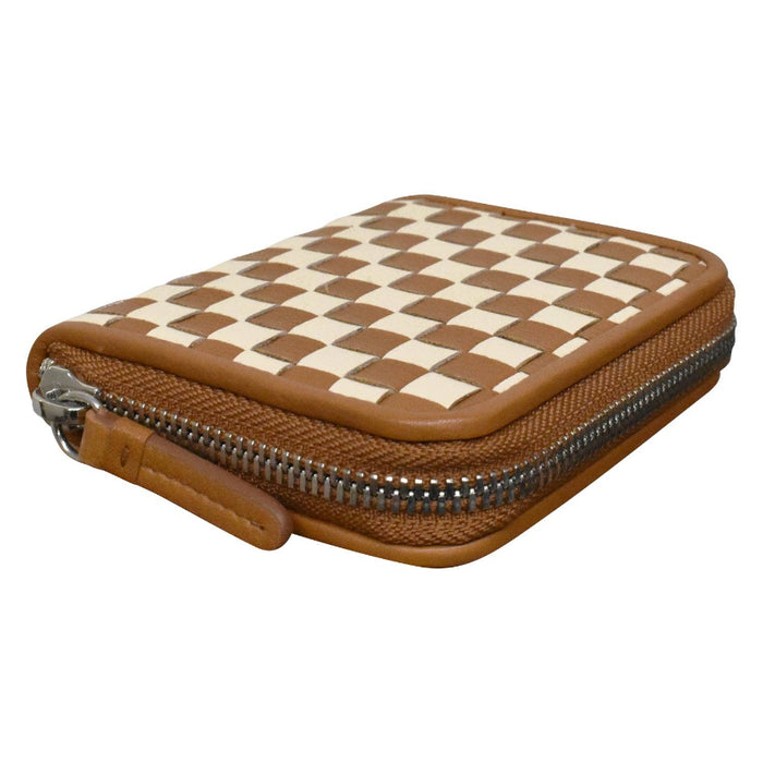 Checkerboard Zip Around Wallet - Antique Saddle/Stone