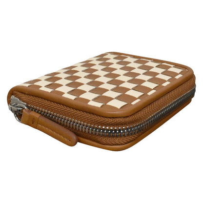 Checkerboard Zip Around Wallet - Antique Saddle/Stone
