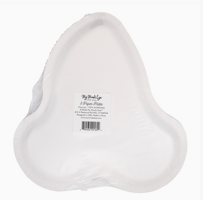 White plastic mold shaped like a nose on a white background