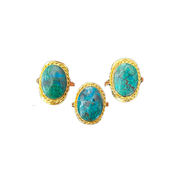 Chrysocolla Gold Dipped Ring