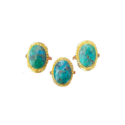 Chrysocolla Gold Dipped Ring