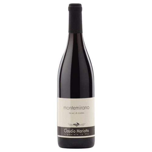 Claudio Mariotto Montemirano Croatina 2016 wine bottle, dark glass with front label