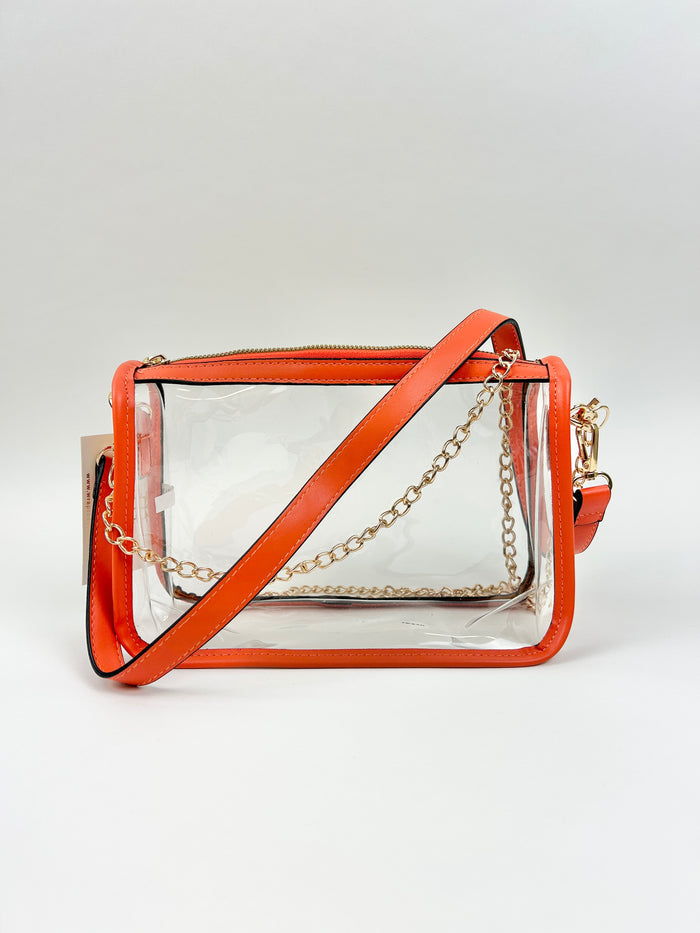 Clear Orange Crossbody Rectangle Bag Handbags in at Wrapsody