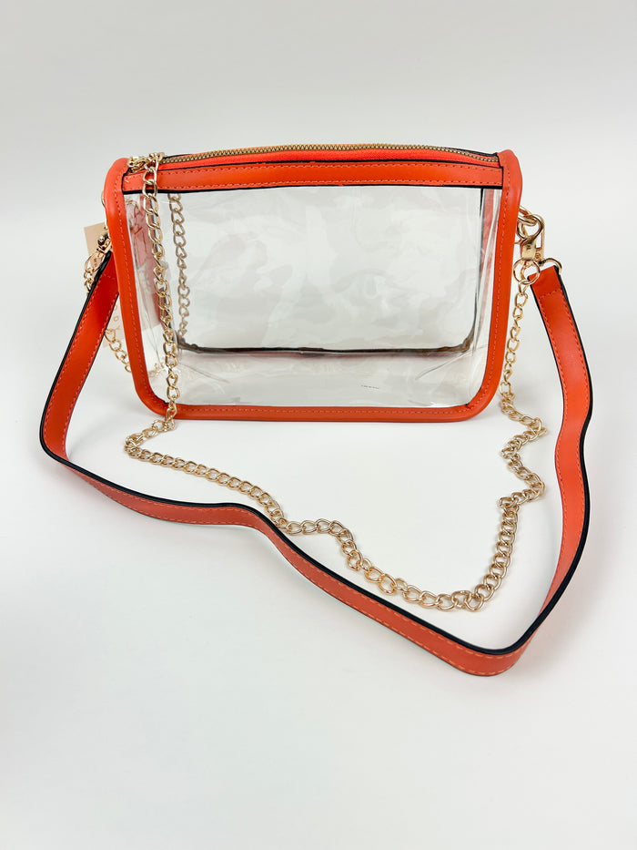 Clear Orange Crossbody Rectangle Bag Handbags in at Wrapsody