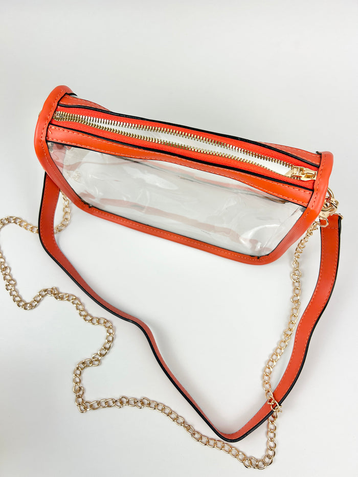 Clear Orange Crossbody Rectangle Bag Handbags in at Wrapsody