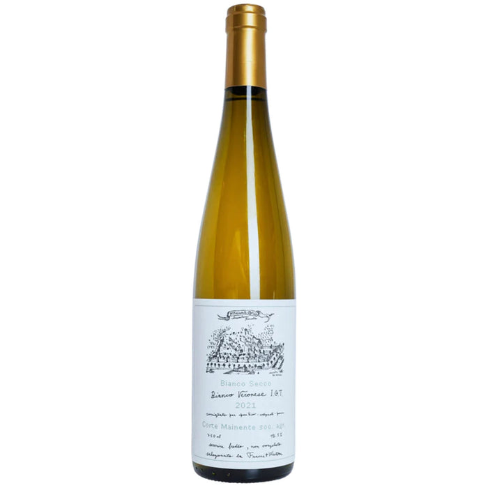 Corte Mainente Veronese dry white wine bottle, 2023, gold liquid, printed label