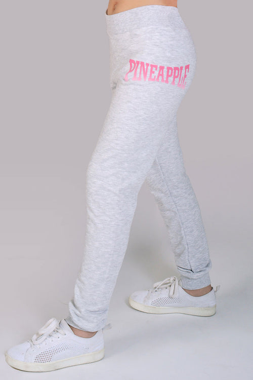 Girl wearing Pineapple grey Cuff Joggers