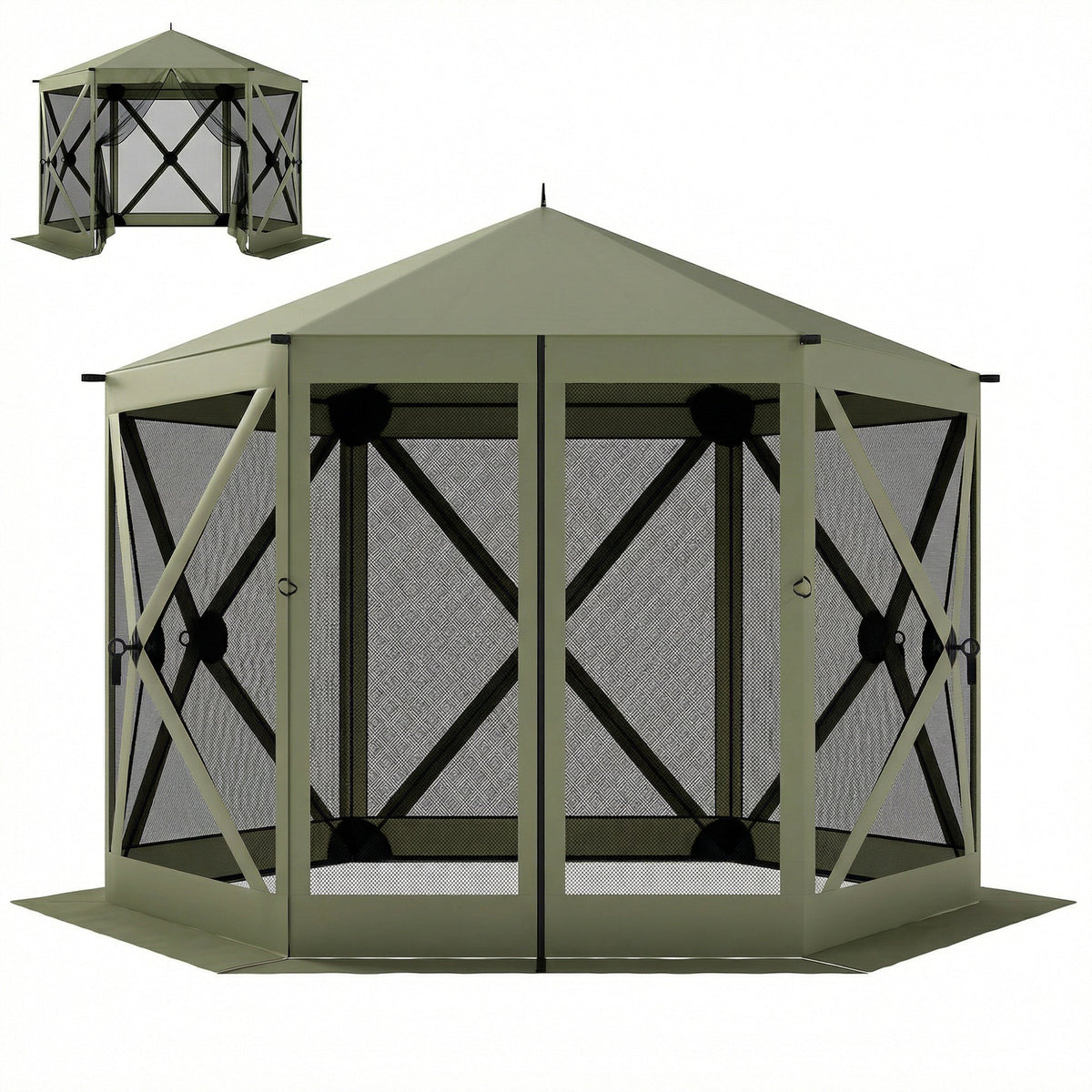 10x11ft Pop-Up Gazebo Screen Tent – UPF30+, Mesh Sides, 6-8 Person