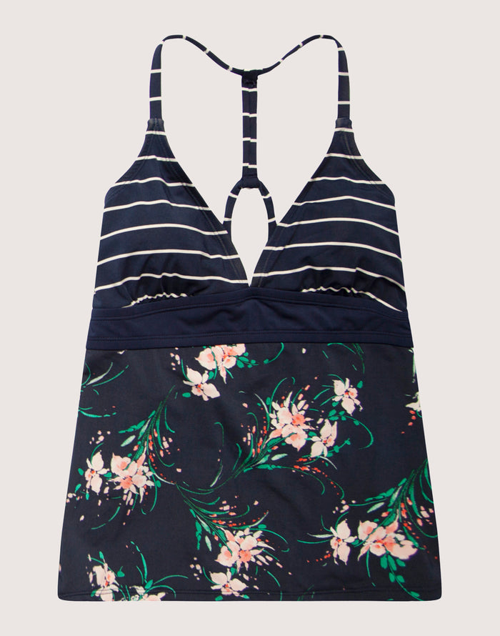 Dahlia Tankini: Nautical w. Bouquet - FINAL SALE