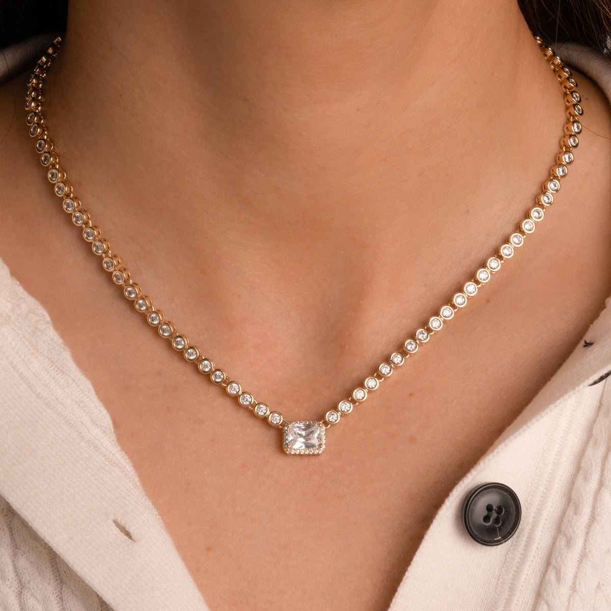 Diamond Baguette Tennis Necklace