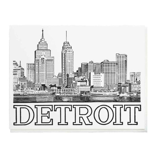 Detroit Historic Skyline Letterpress Card - City Bird