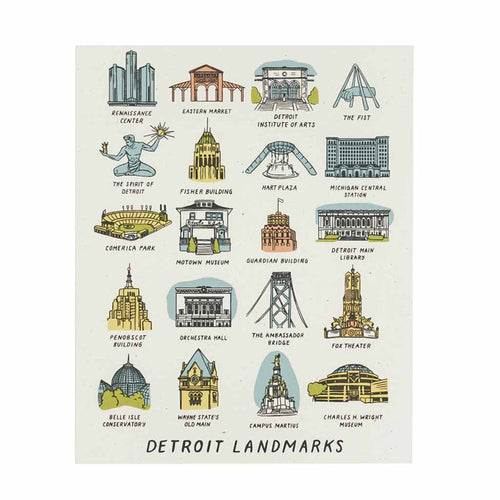Detroit Landmarks Silkscreened Print - City Bird