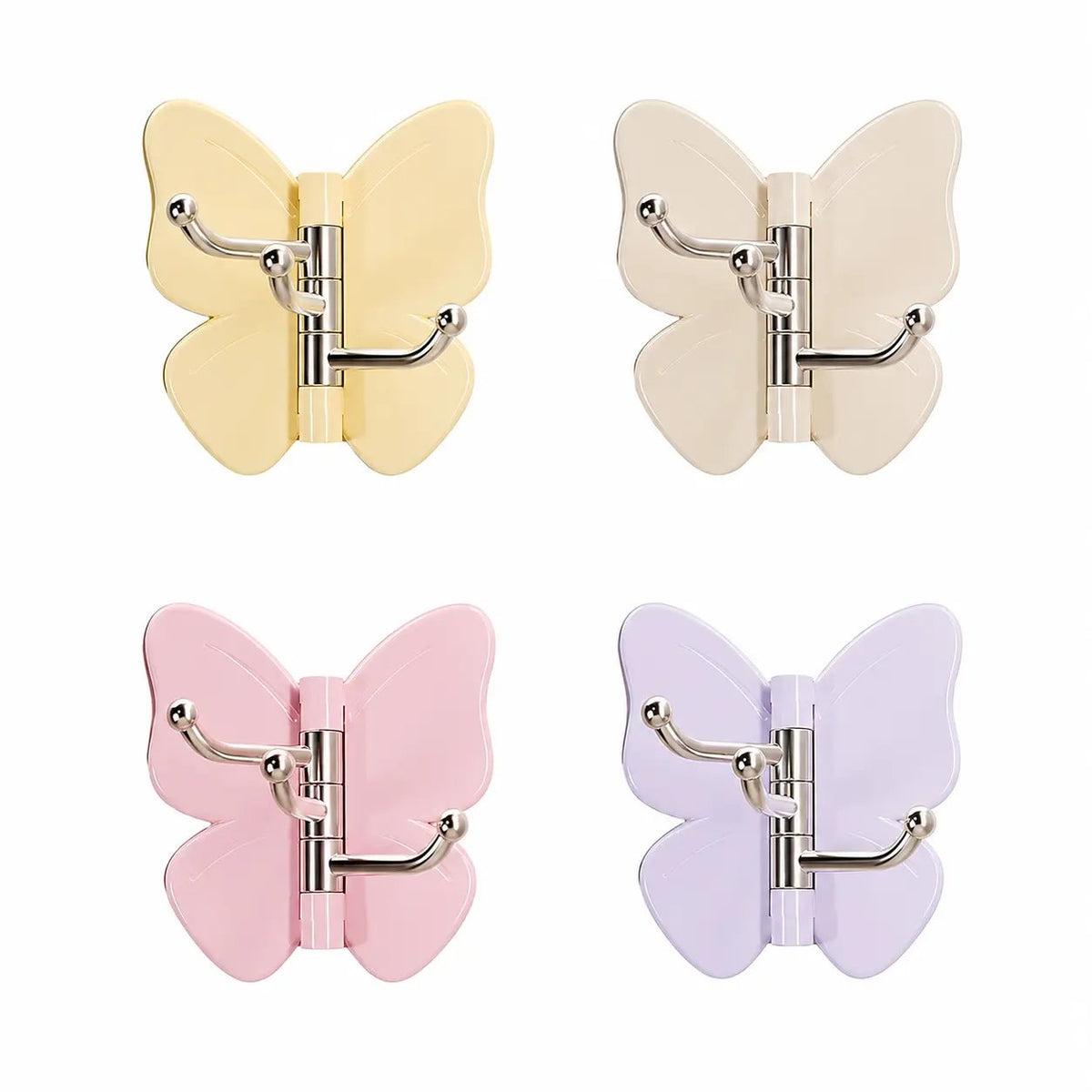 4-Pack Rotating Butterfly Adhesive Wall Hooks ‚Äì No-Drill Towel & Key Organizer