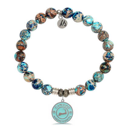 Earth Jasper Stone Bracelet with Cape Cod Enamel Sterling Silver Charm