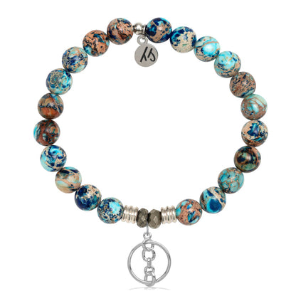 Earth Jasper Stone Bracelet with Connection Sterling Silver Charm