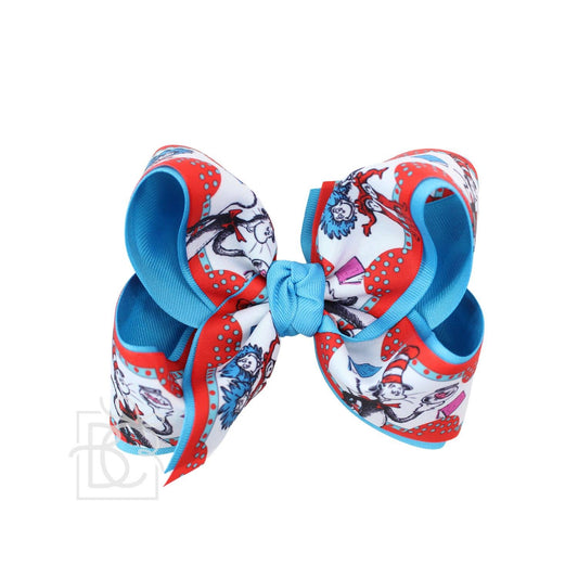 Cat In Hat Bow: 5.5" XL Layered Bow on Alligator Clip