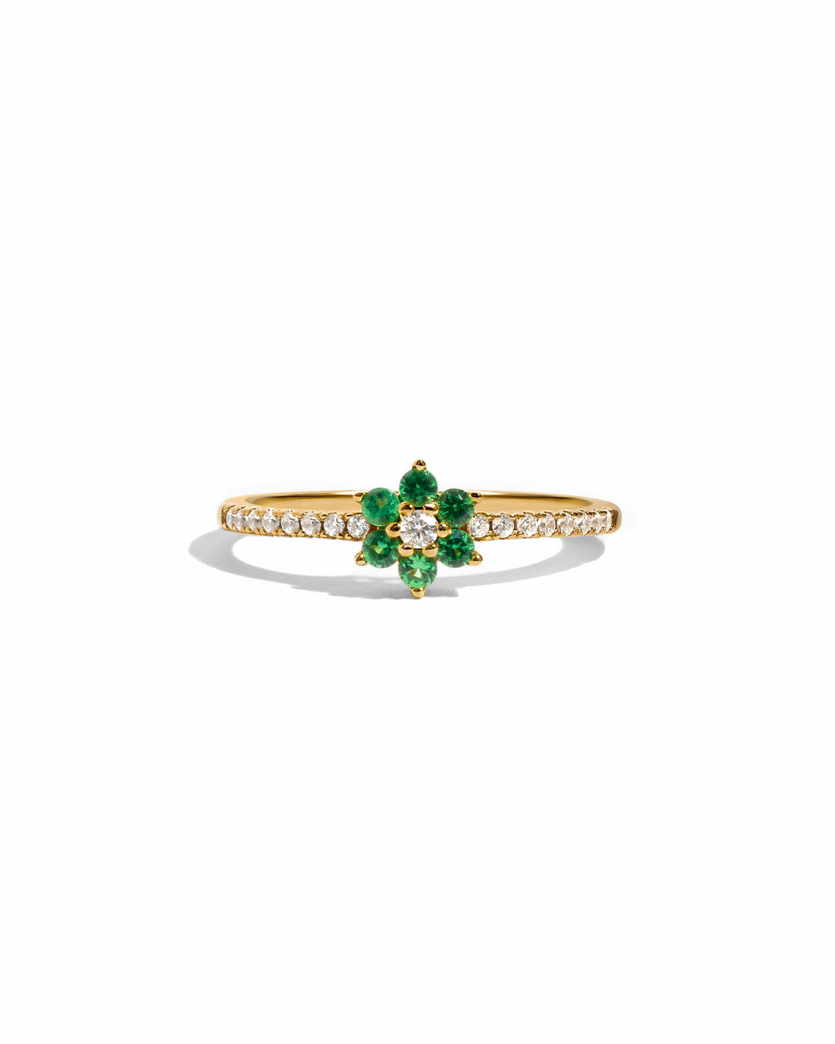 Emerald Flower Ring