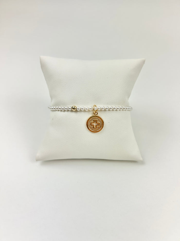 Enewton 3mm Pearl Signature Cross Disc Bracelet Bracelets in at Wrapsody