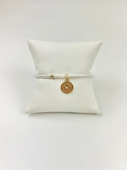 Enewton 3mm Pearl Signature Cross Disc Bracelet Bracelets in at Wrapsody