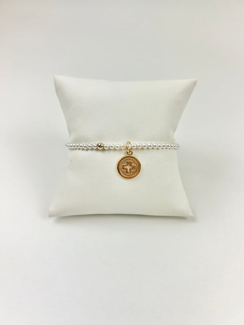 Enewton 3mm Pearl Signature Cross Disc Bracelet Bracelets in at Wrapsody