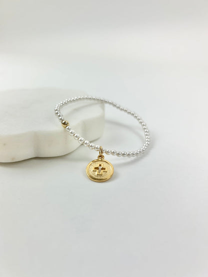 Enewton 3mm Pearl Signature Cross Disc Bracelet Bracelets in at Wrapsody