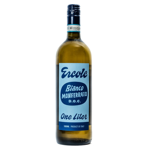 Ercole Bianco white wine bottle, 1 liter, blue label with Bianco Monferrato D.O.C.