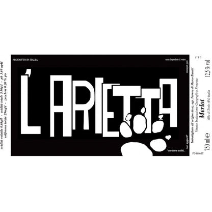Farnea L'Arietta Rosso 2022 wine label with bold white logo on black background