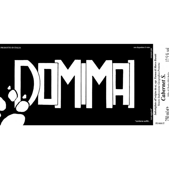 Wine bottle label graphic with large white lettering on black
