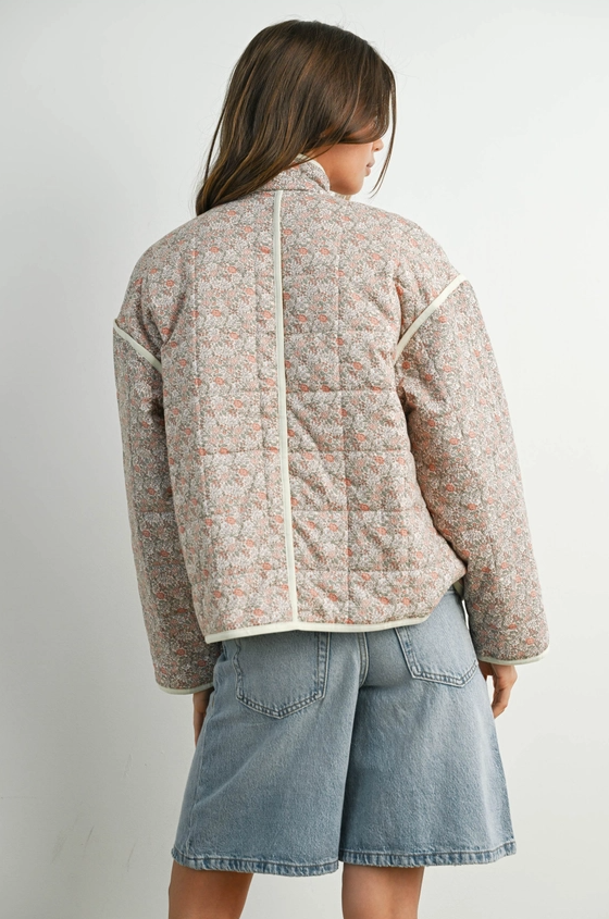 Floral Mauve/Ivory Quilted Jacket Outerwear in at Wrapsody