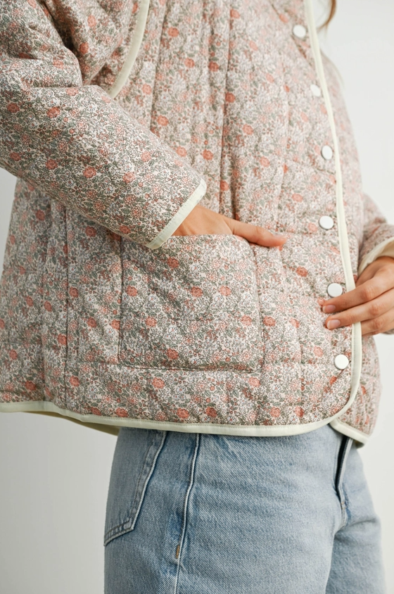 Floral Mauve/Ivory Quilted Jacket Outerwear in at Wrapsody