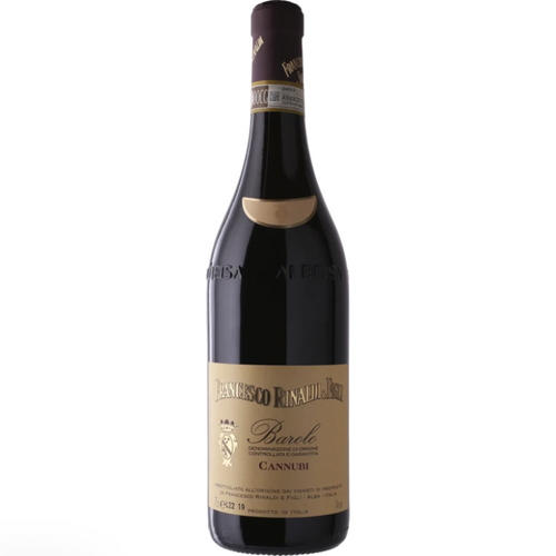 Francesco Rinaldi Barolo Cannubi 2018 wine bottle with dark label