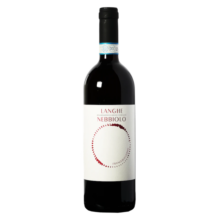 Francesco Versio Langhe Nebbiolo 2023 Nebbiolo wine bottle, black and cream label
