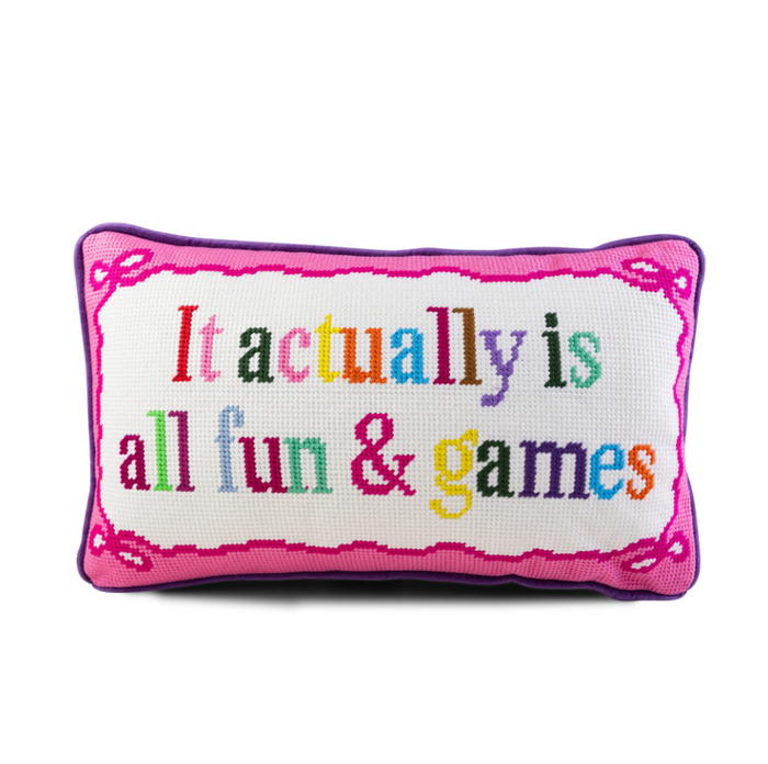 Fun and Games Needlepoint Pillow Pillows in at Wrapsody
