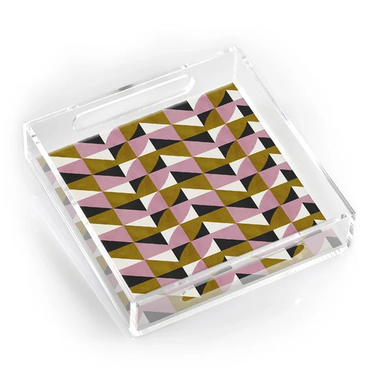 Funky Pattern Square Lucite Tray