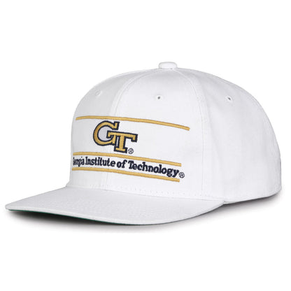 Georgia Tech Retro Bar snapback hat in white, angled view