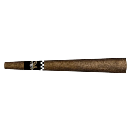 Horizontal close-up of a brown Grape Gasolina Infused PR 1 x 1.25 g cigarillo with a black-and-gold band near the left end