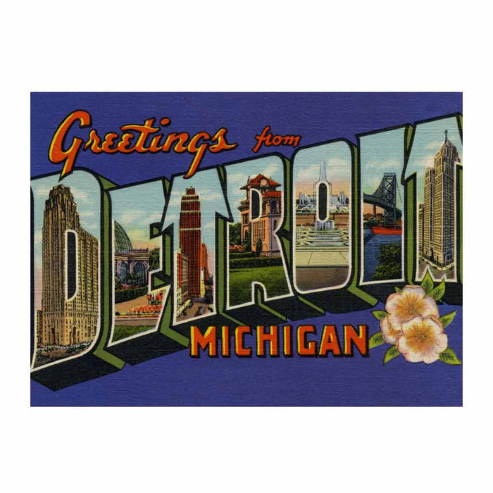 Greetings From Detroit 1920's (Blue) Card - City Bird