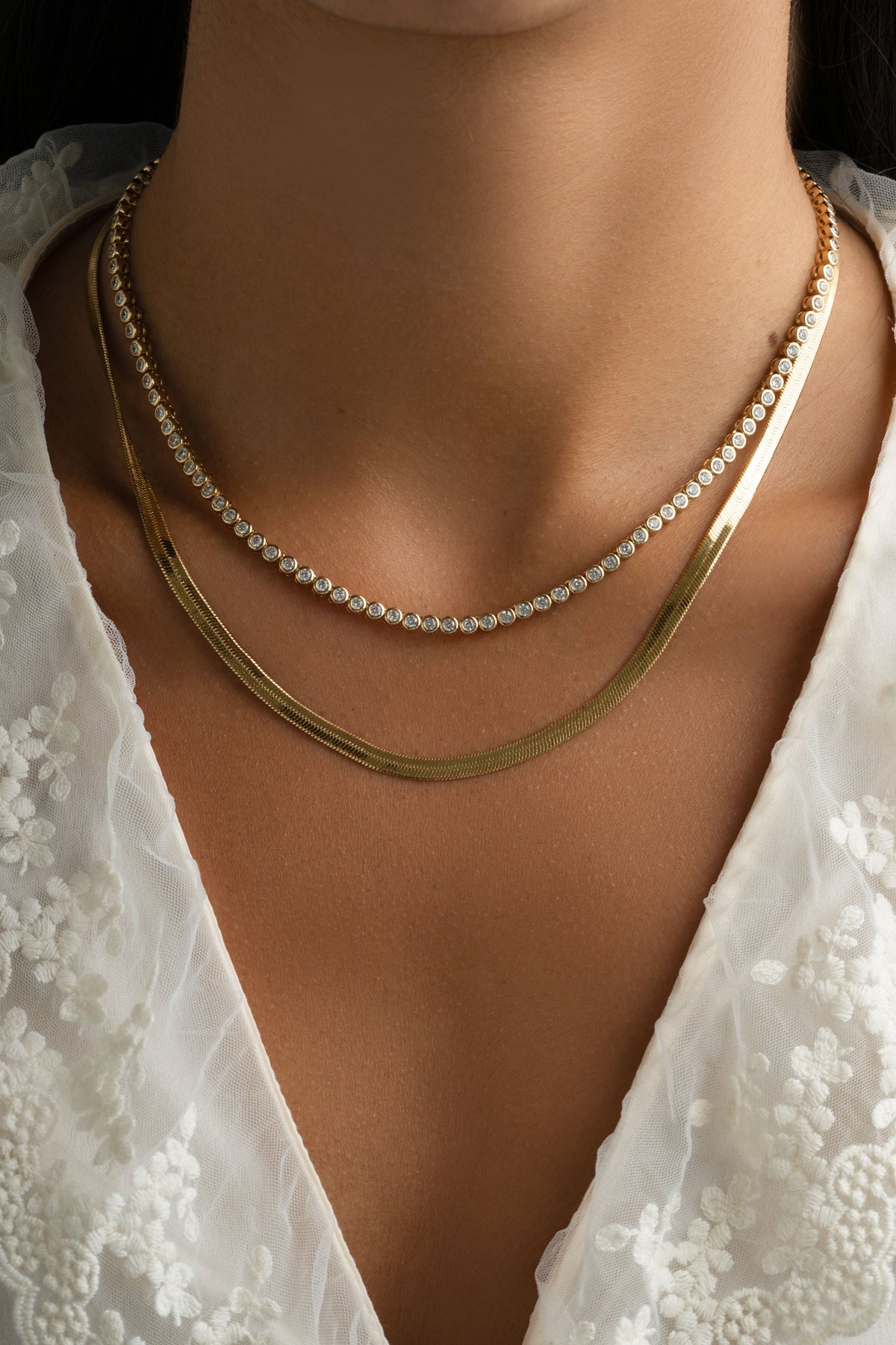 4mm Gold Herringbone Necklace