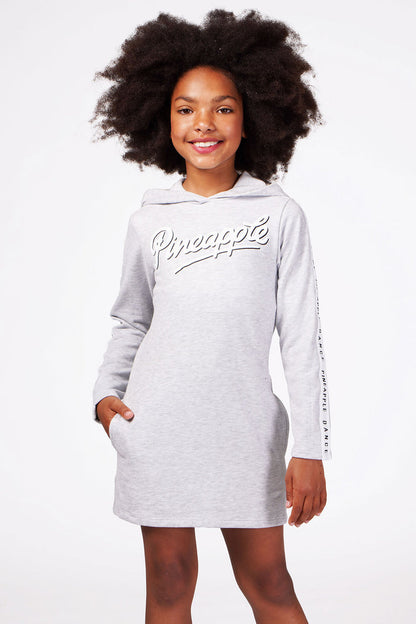 Girl wearing Pineapple Grey Hoodie Dress