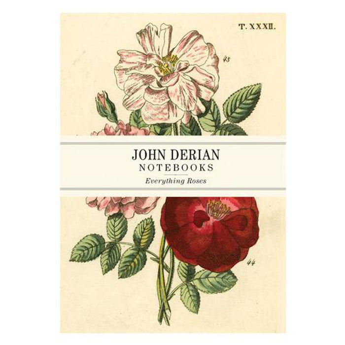 A John Derian: Everything Roses Notebooks, Set of 3 cover adorned with a unique flower drawing.