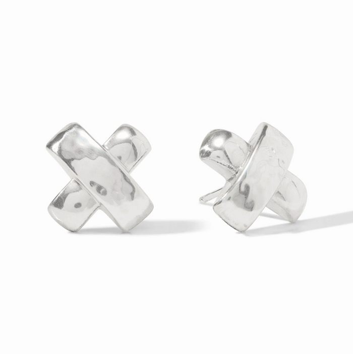 Julie Vos Catalina X Stud in Silver Earrings in at Wrapsody