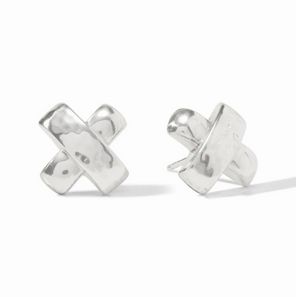Julie Vos Catalina X Stud in Silver Earrings in at Wrapsody