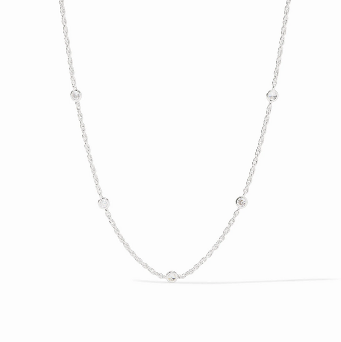 Julie Vos Celeste Delicate Station CZ Necklace in Silver Necklaces in at Wrapsody