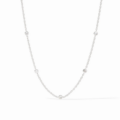 Julie Vos Celeste Delicate Station CZ Necklace in Silver Necklaces in at Wrapsody