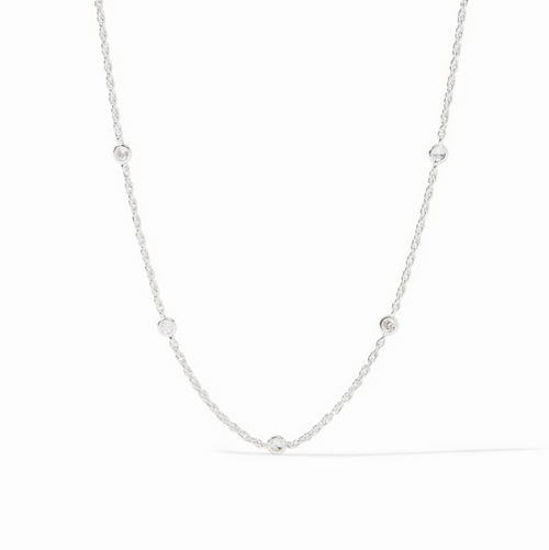 Julie Vos Celeste Delicate Station CZ Necklace in Silver Necklaces in at Wrapsody