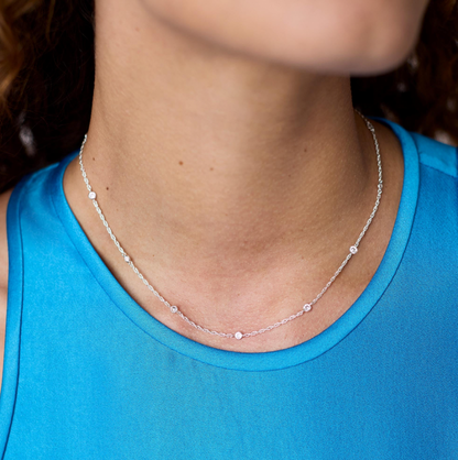 Julie Vos Celeste Delicate Station CZ Necklace in Silver Necklaces in at Wrapsody