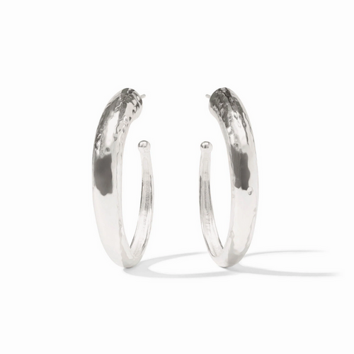 Julie Vos Hammered Hoop Large in Silver Earrings in at Wrapsody