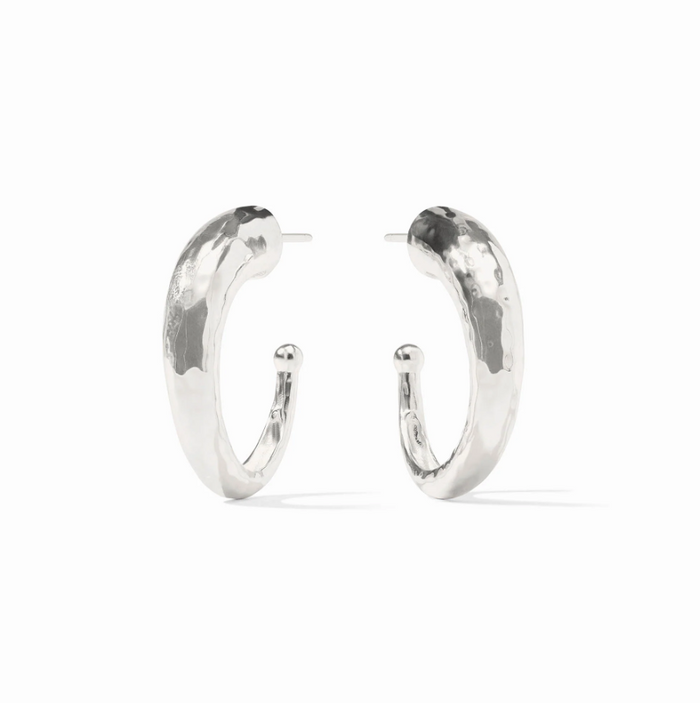 Julie Vos Hammered Hoop Medium in Silver Earrings in at Wrapsody
