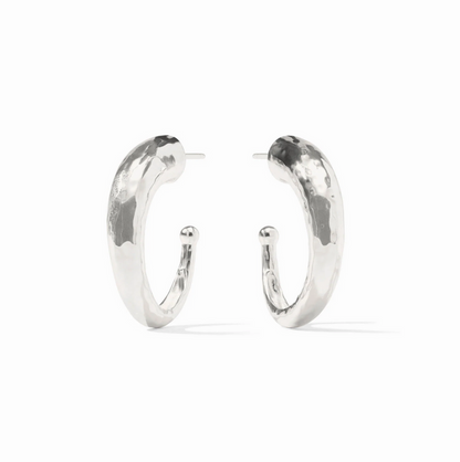 Julie Vos Hammered Hoop Medium in Silver Earrings in at Wrapsody